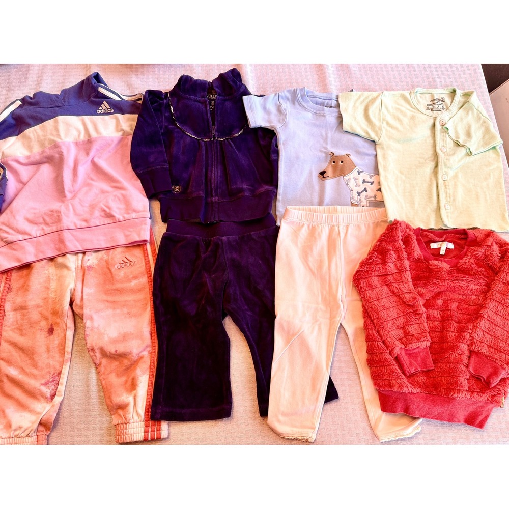 Baby Girl Clothes Bundle Adidas Chaps Tahari Gap 12-18M 8pc Lot Tracksuit Sweat